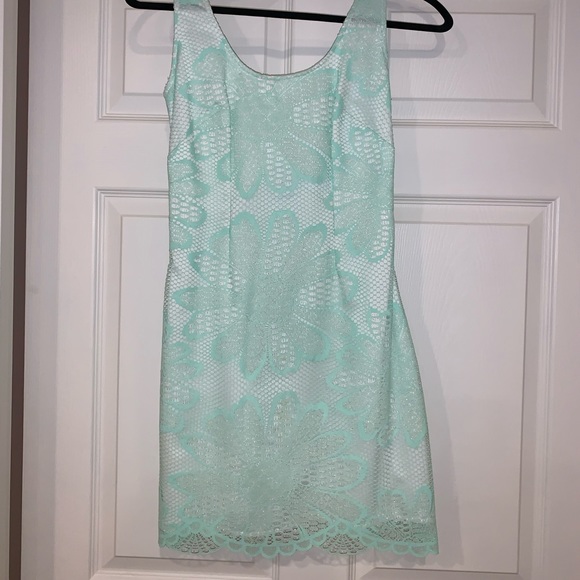 Lily Pulitzer Shift Lace Overlay Dress Seafoam - Picture 1 of 8
